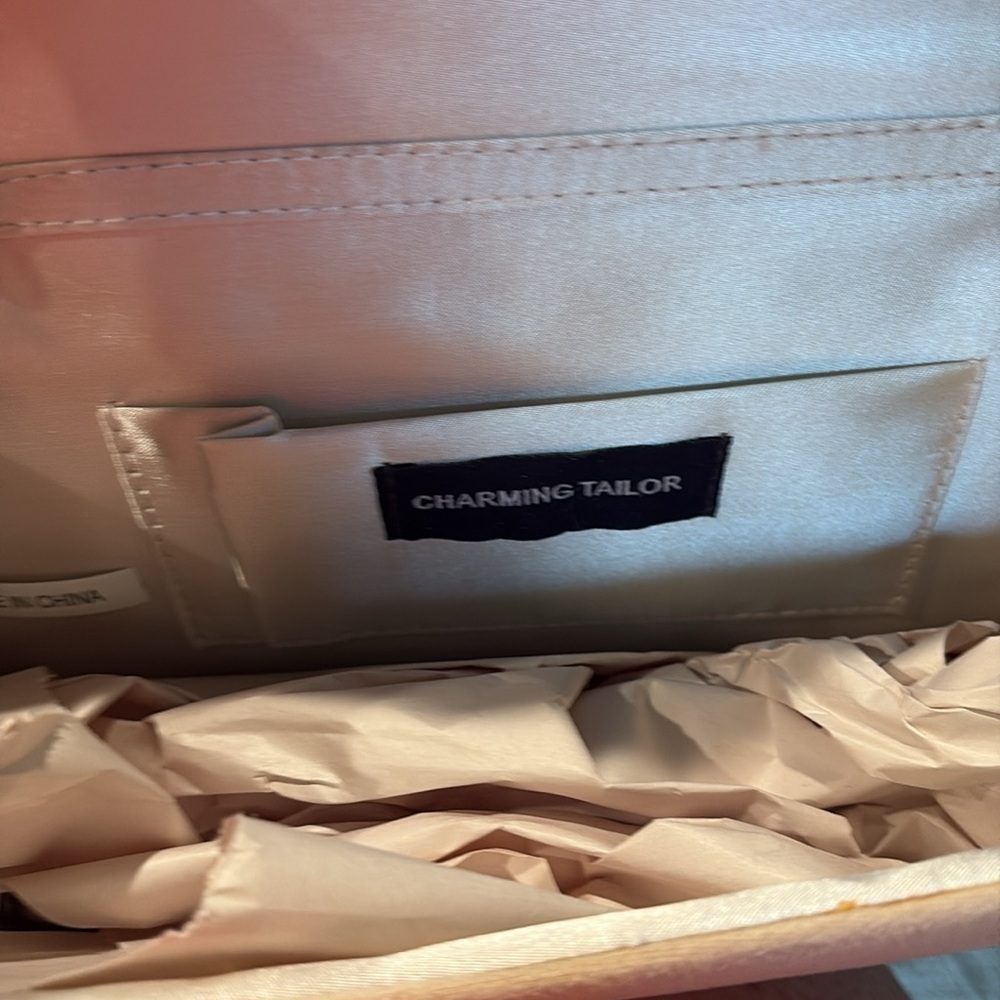 Charming Tailor - faux suede Cream Clutch bag / crossbody bag. Purse. NWT - Picture 7 of 13